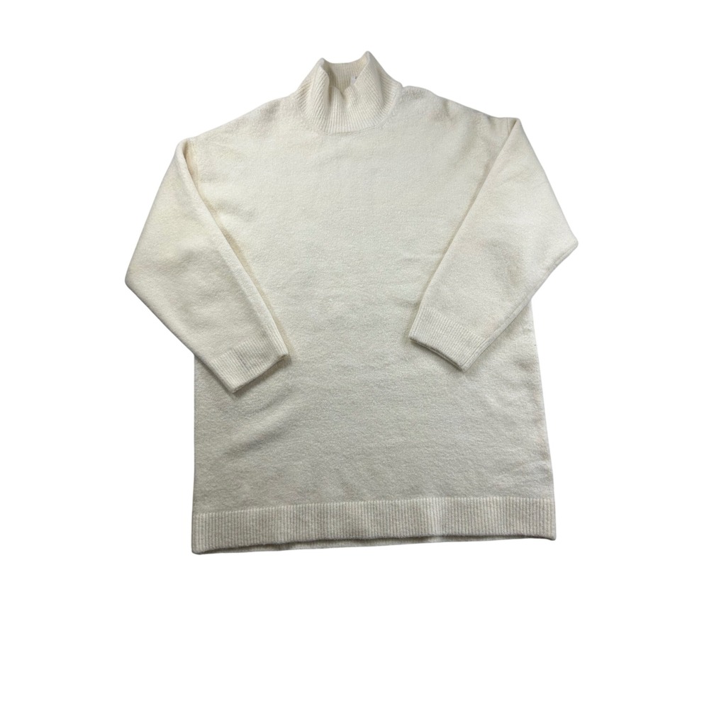 Zara Oversized Mock Neck Knit Sweater Cream White Tunic XL 2226/545/095